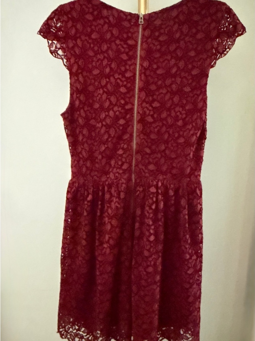 Aritzia Talula Burgundy Lace Fit-and-Flare Dress - Picture 4 of 5